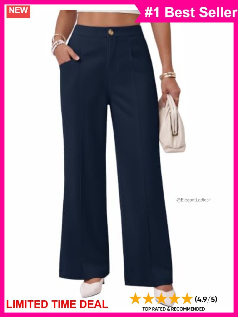Wide Leg High Waisted Pants Business Casual Slacks Trousers